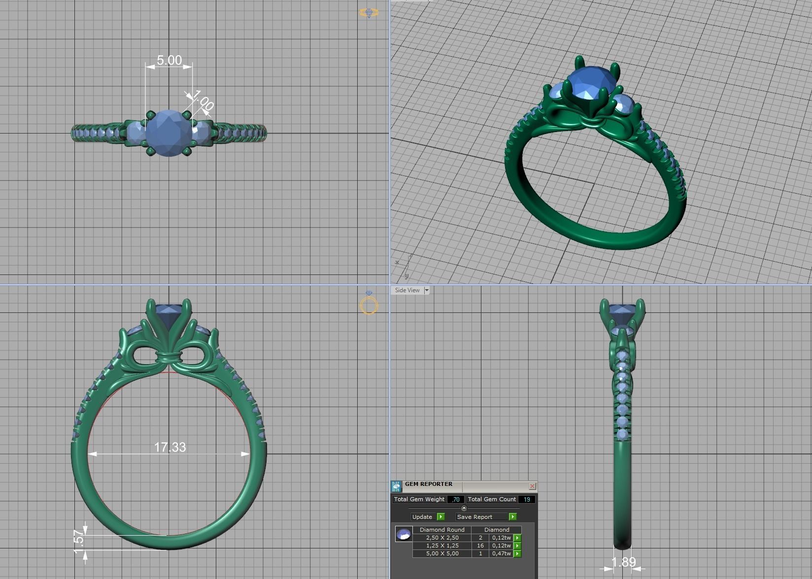 Emma Bow Engagement Ring with half carat stone 3dmodel 3D print model_13