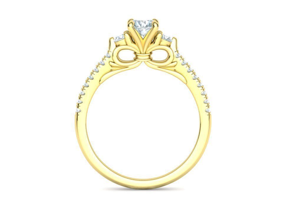 Emma Bow Engagement Ring with half carat stone 3dmodel 3D print model_8