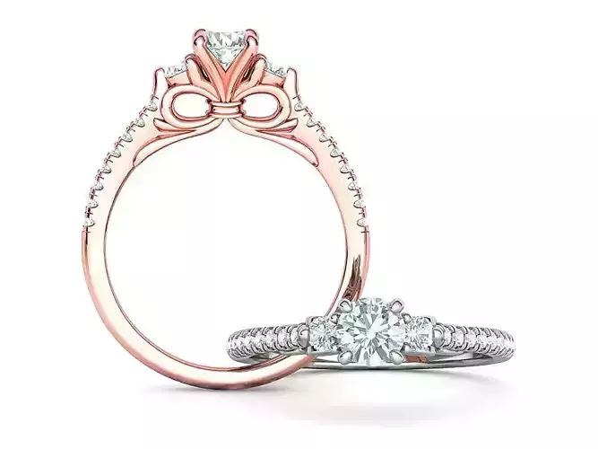 Emma Bow Engagement Ring with half carat stone 3dmodel 3D print model