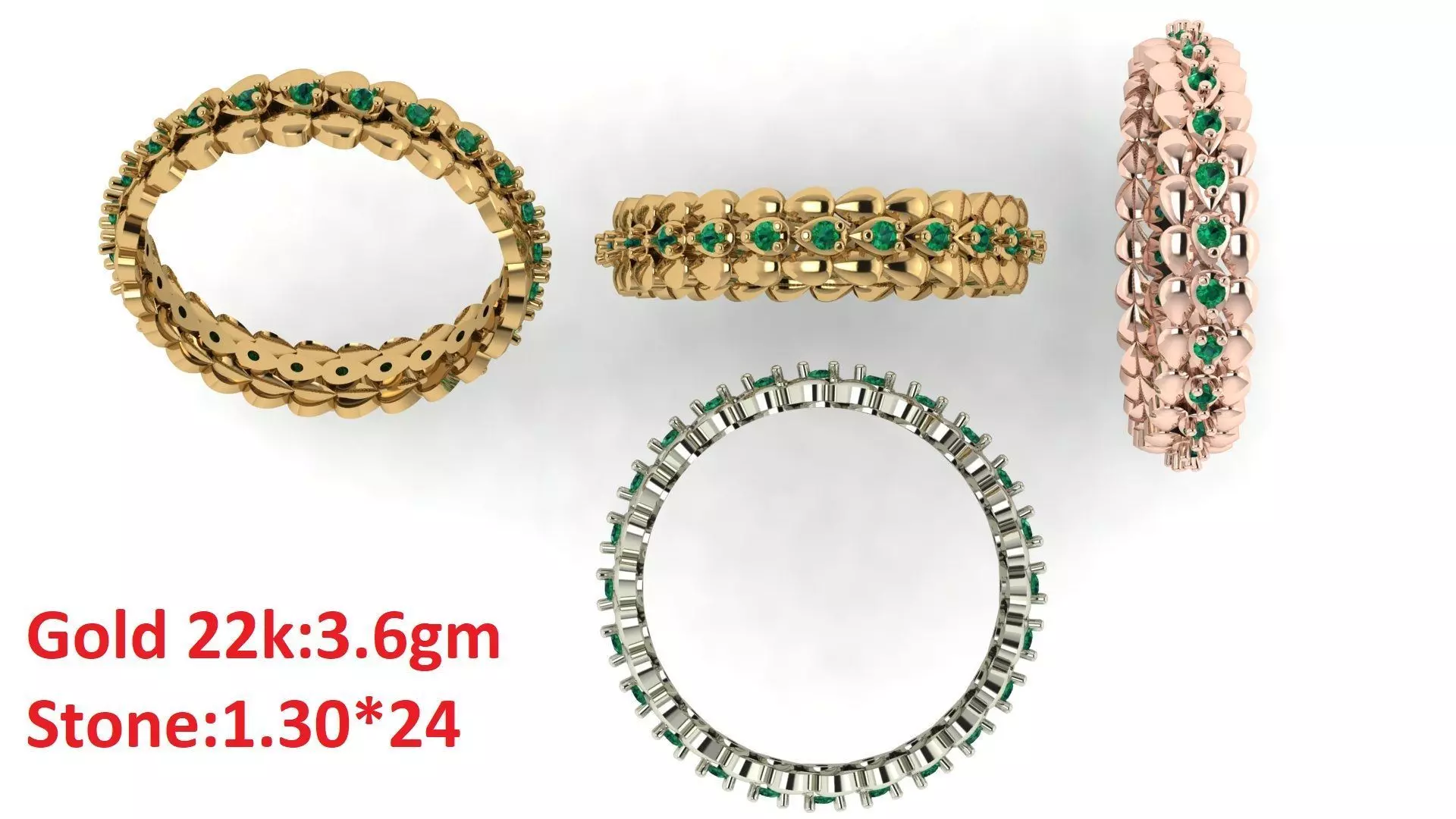 Band stone ring 29 3D print model_0