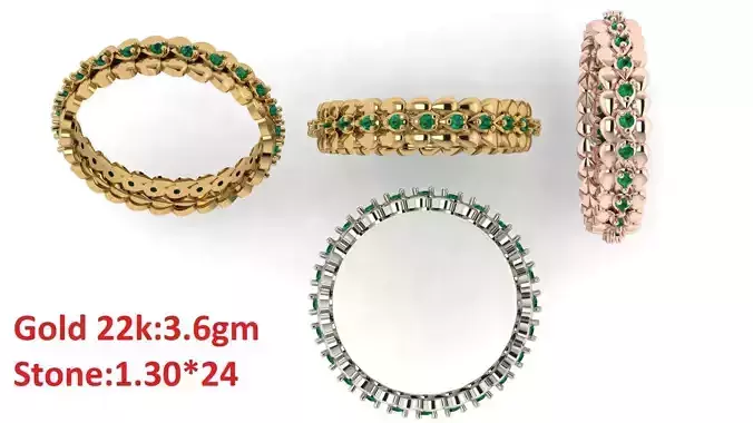 Band stone ring 29 3D print model