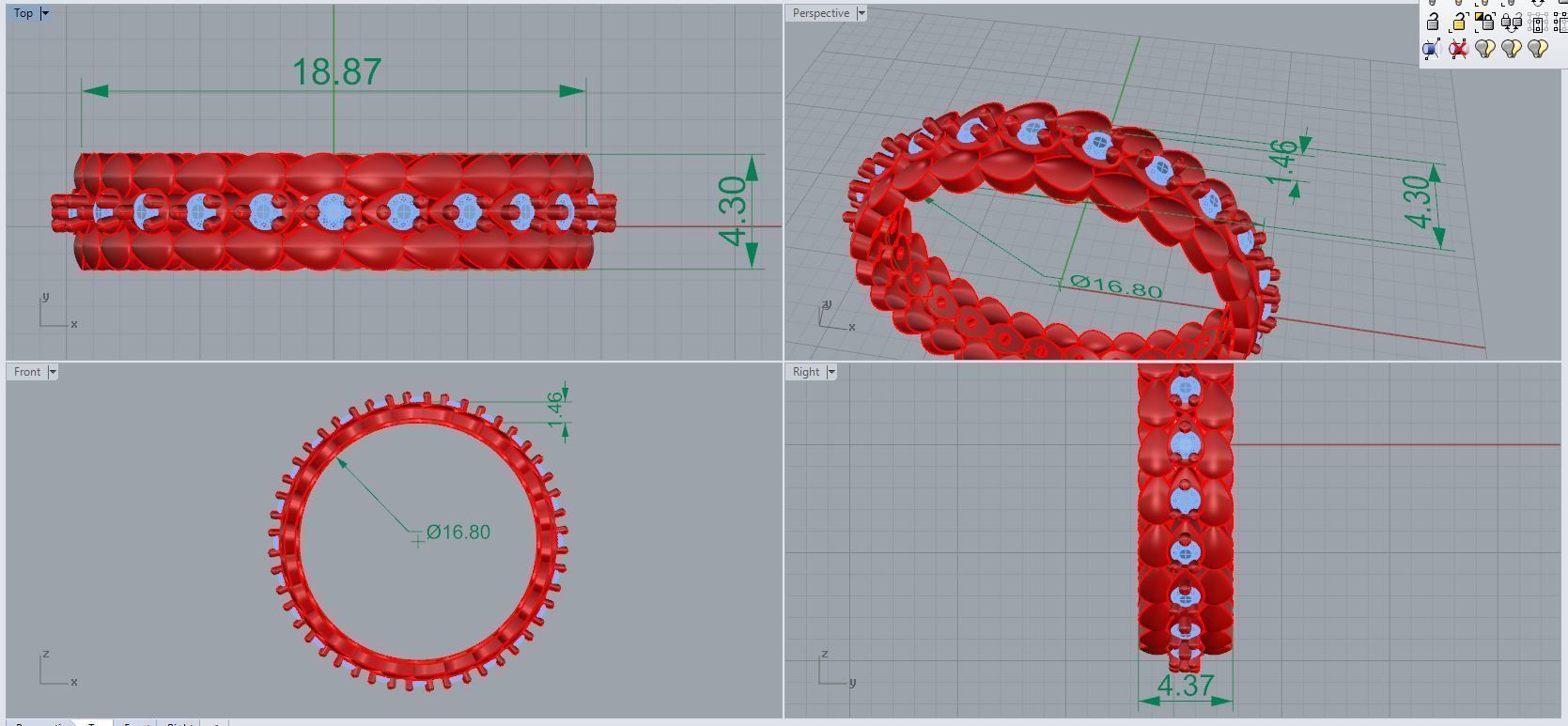 Band stone ring 29 3D print model_2
