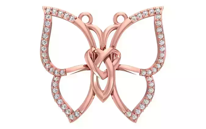 Butterfly Heart Pendants 3dm STL OBJ FBX Renders Details 3D print model