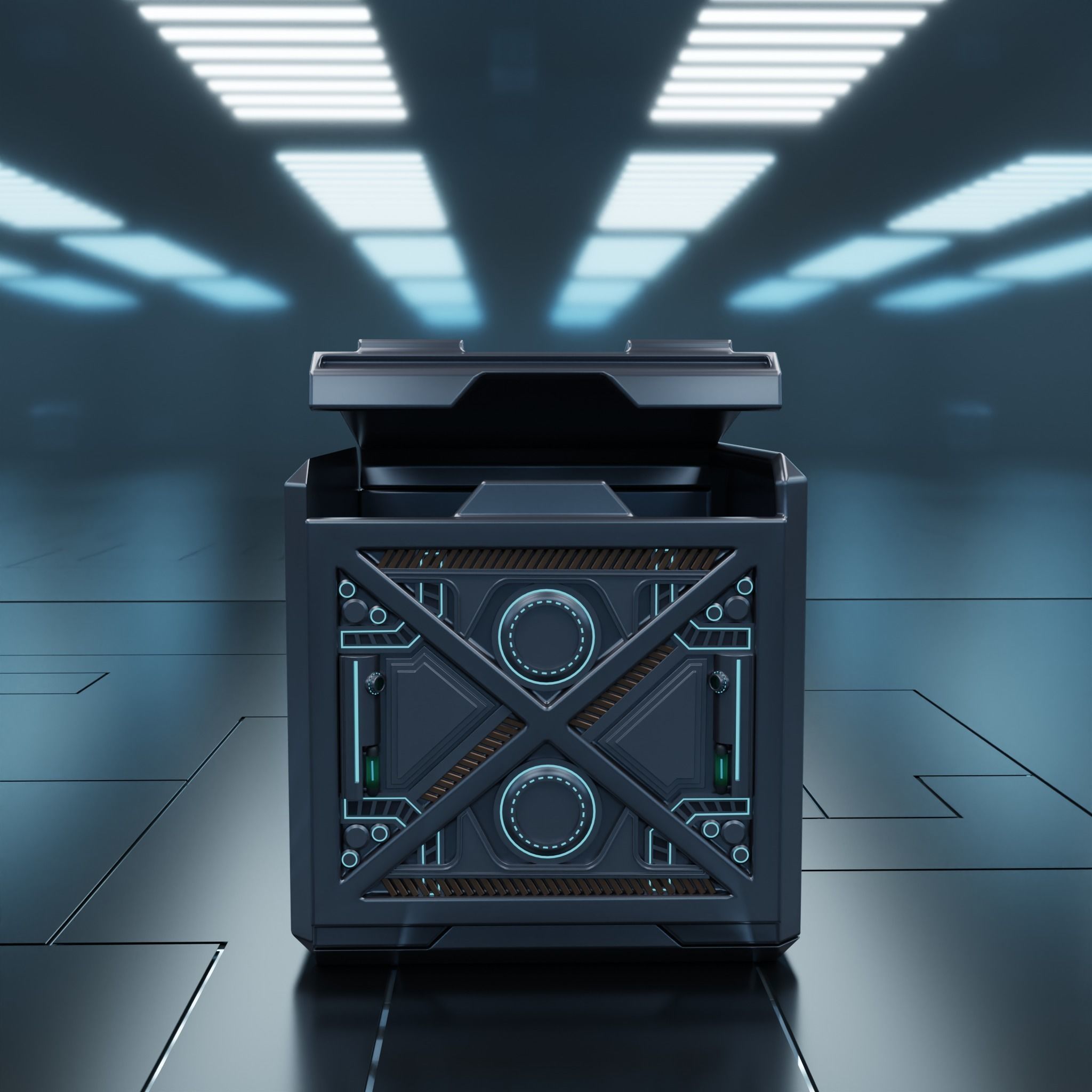 Scifi box 01 Low-poly 3D model_2