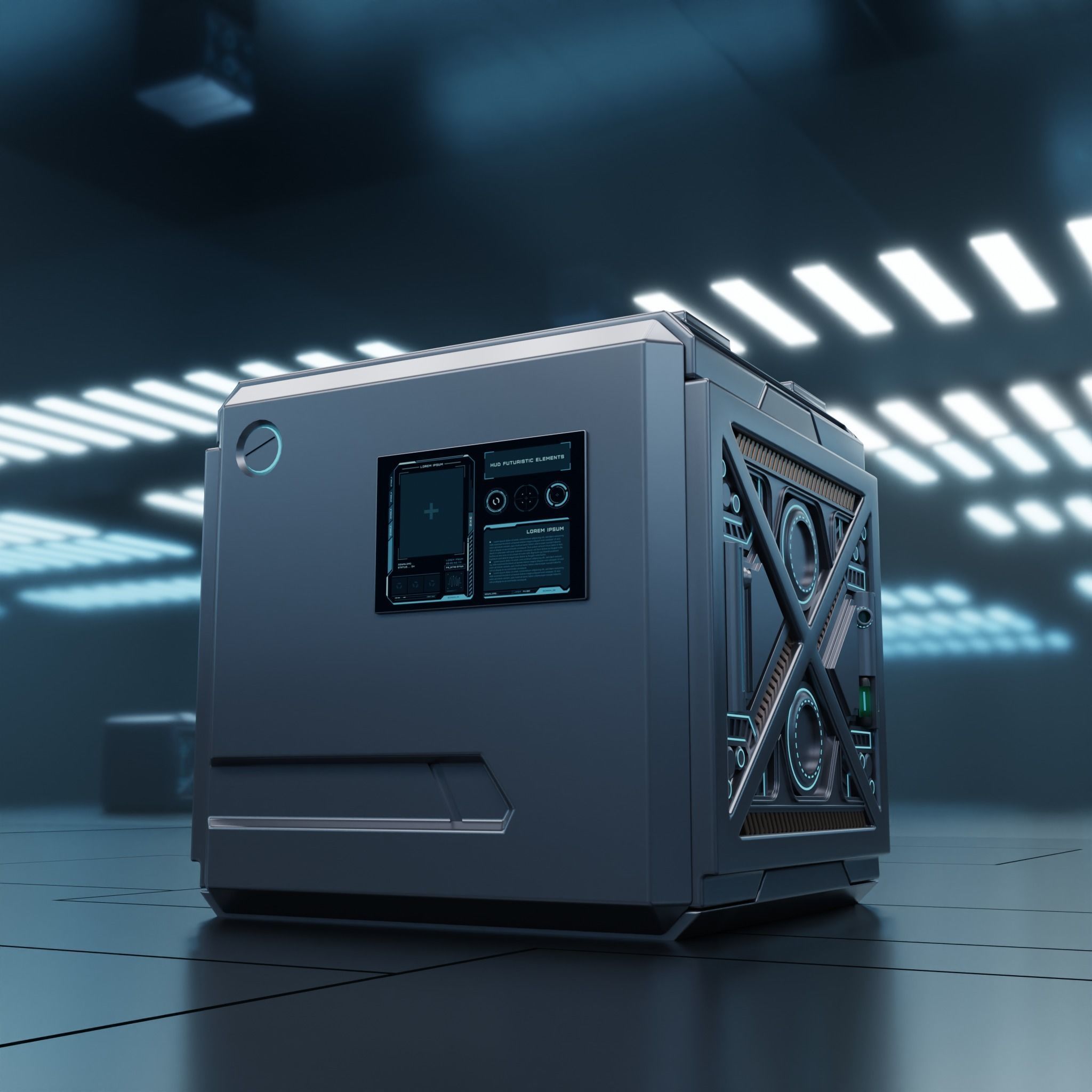 Scifi box 01 Low-poly 3D model_3