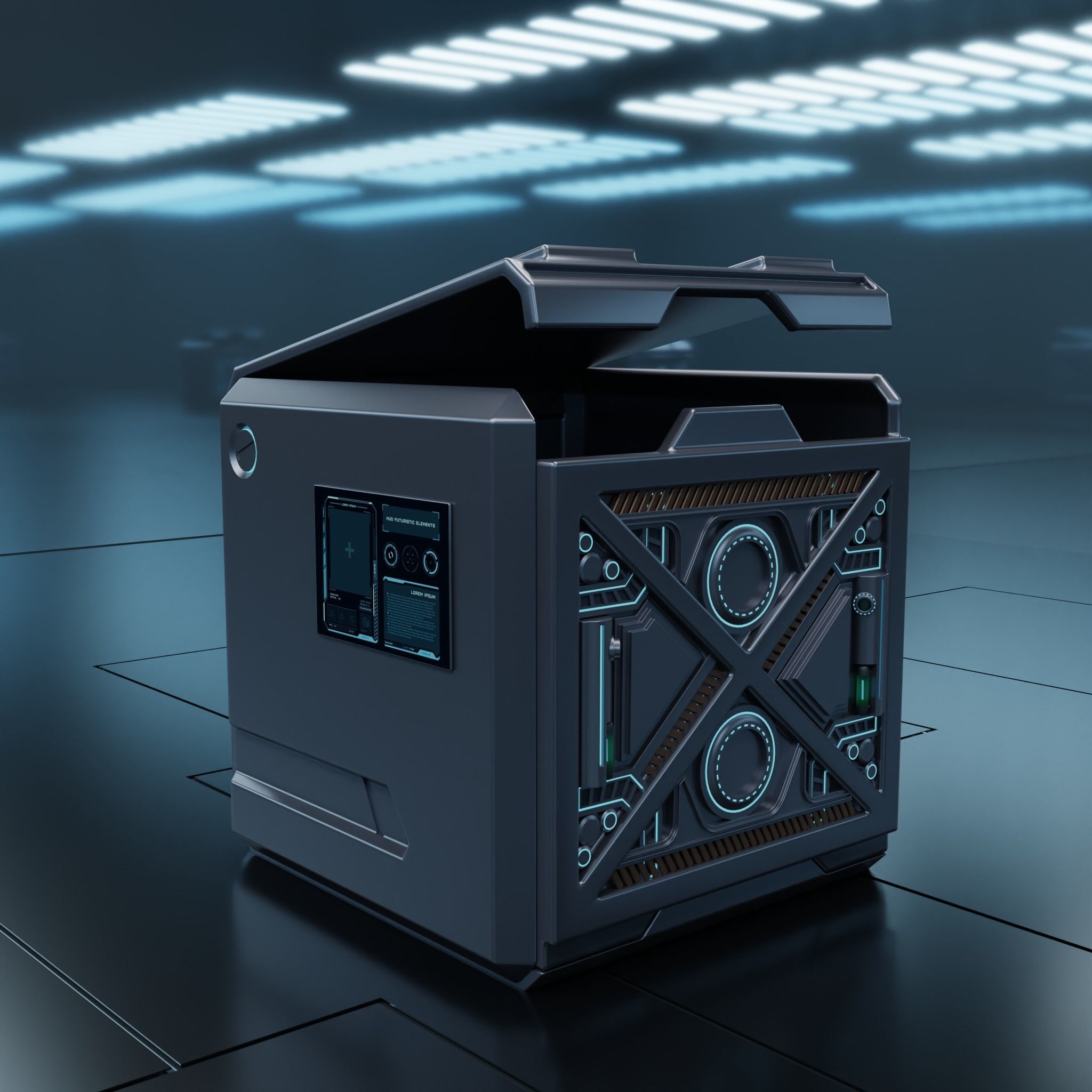 Scifi box 01 Low-poly 3D model_1