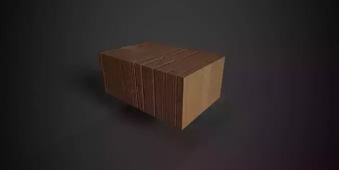 Carton wooden cube Low-poly 3D model