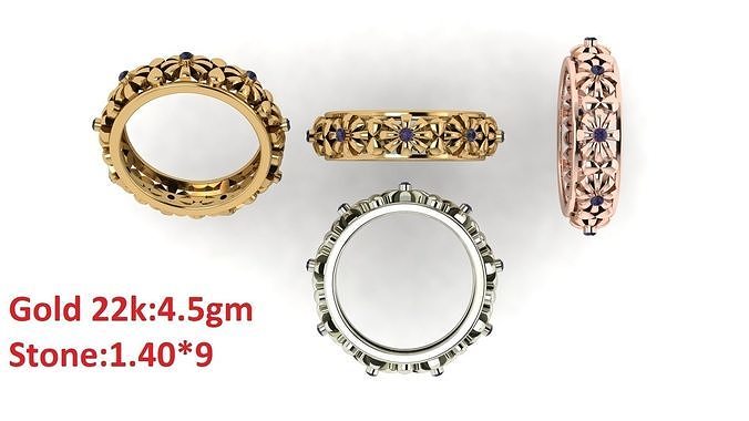 Band stone ring  32 3D print model