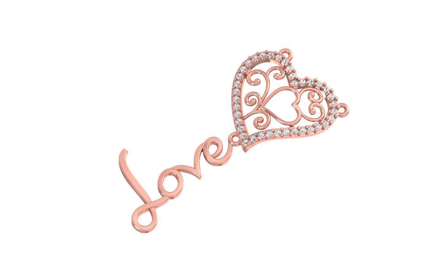 Love Heart Pendants 3dm STL OBJ FBX Renders Details 3D print model_4