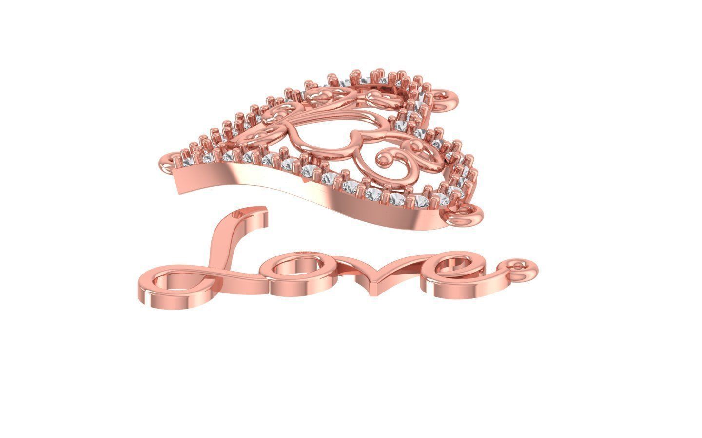 Love Heart Pendants 3dm STL OBJ FBX Renders Details 3D print model_5