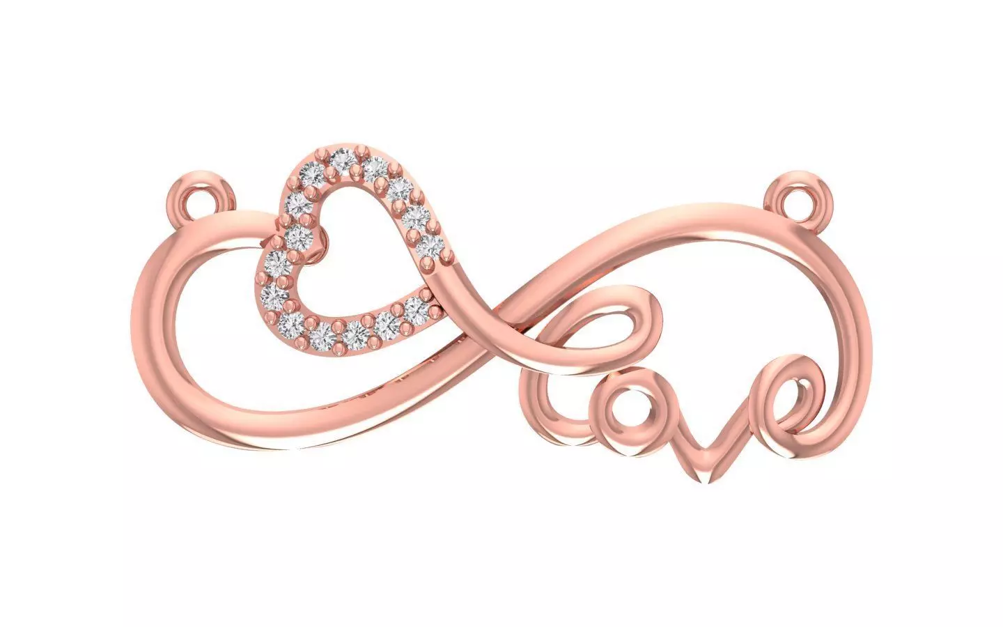 Infinity Heart Pendants 3dm STL OBJ FBX Renders Details 3D print model