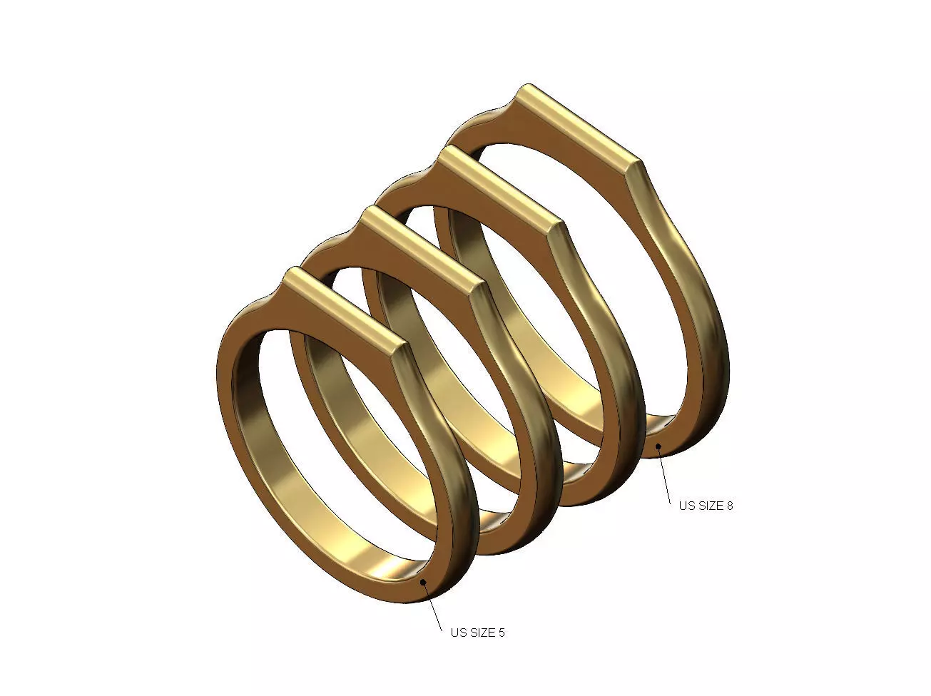 Thin pinched bar fashion band US sizes 5to8 3D print model