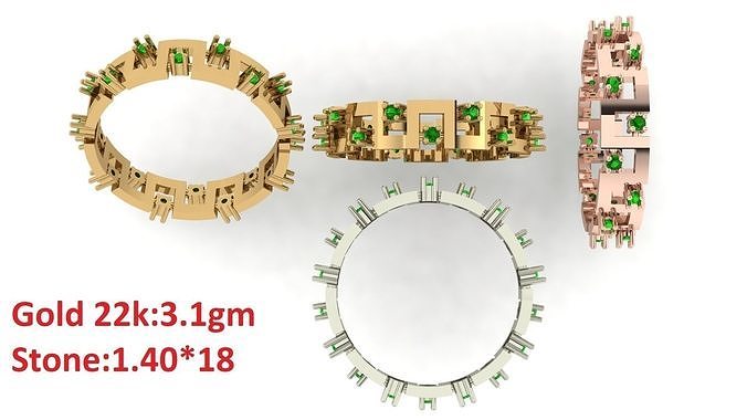 Band stone ring  38 3D print model