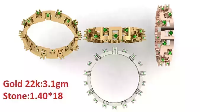 Band stone ring  38 3D print model