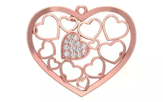 Heart Pendants 3dm STL OBJ FBX Renders Details 3D print model