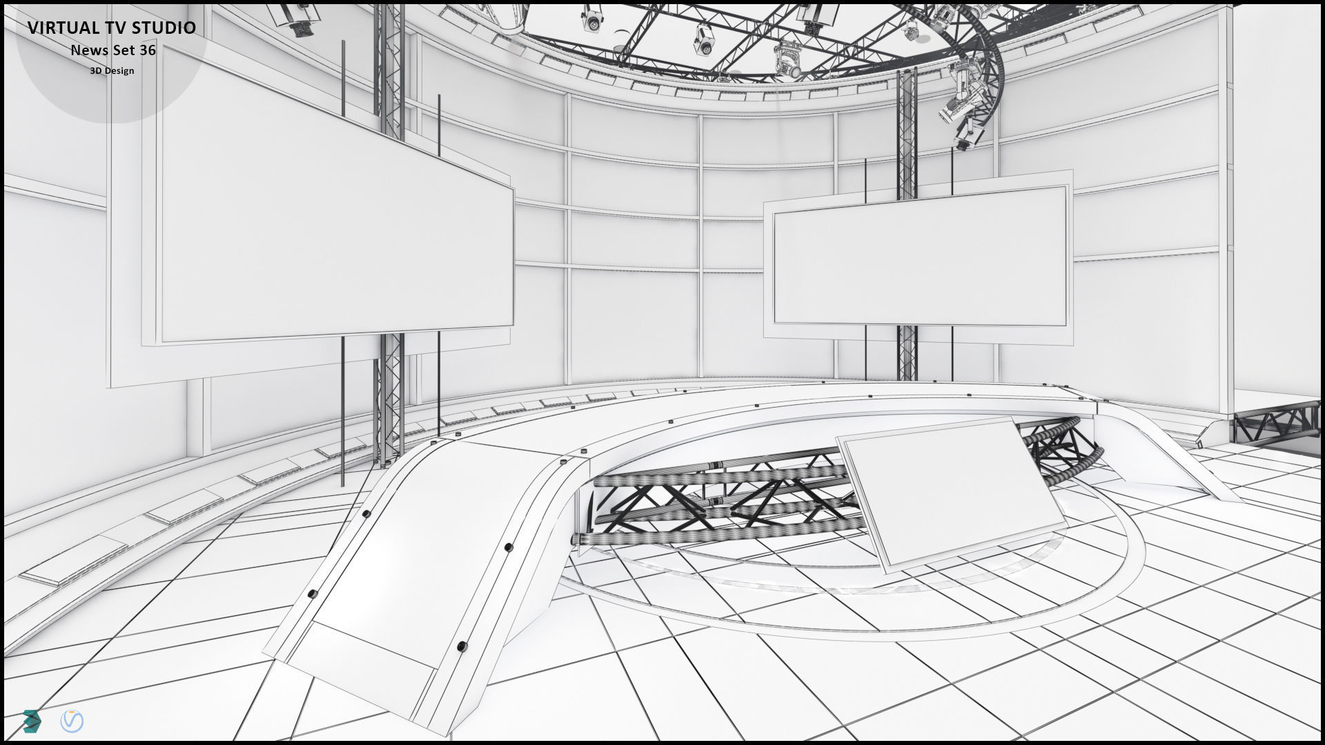 Virtual TV Studio Sets - Collection Vol 14 - 4 PCS DESIGN 3D model_108