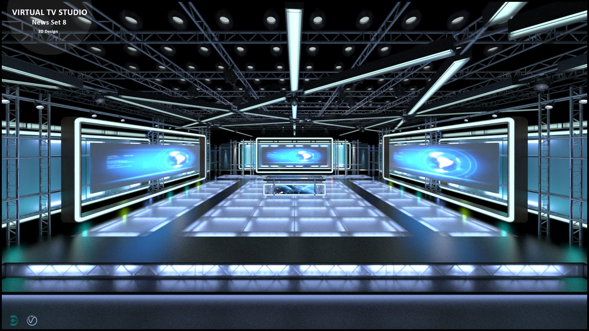 Virtual TV Studio Sets - Collection Vol 14 - 4 PCS DESIGN 3D model_8