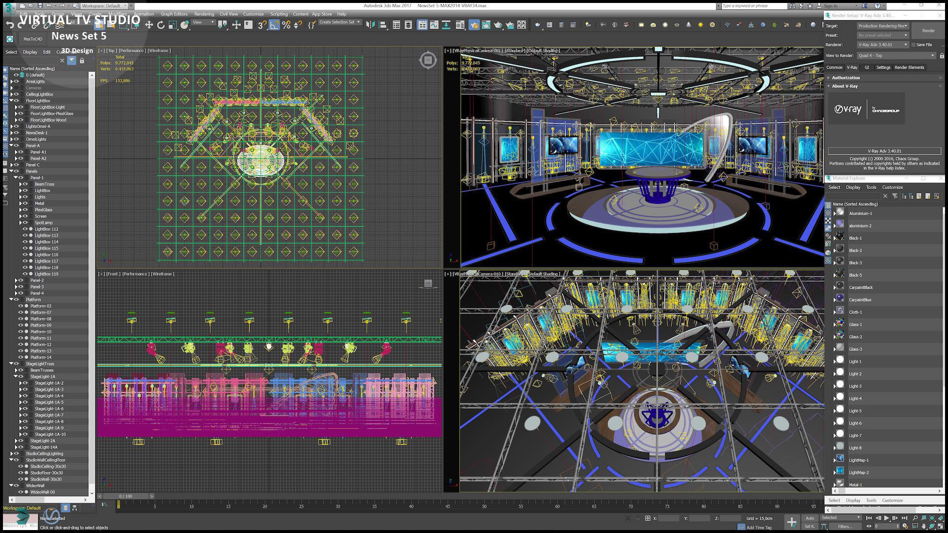 Virtual TV Studio Sets - Collection Vol 14 - 4 PCS DESIGN 3D model_17