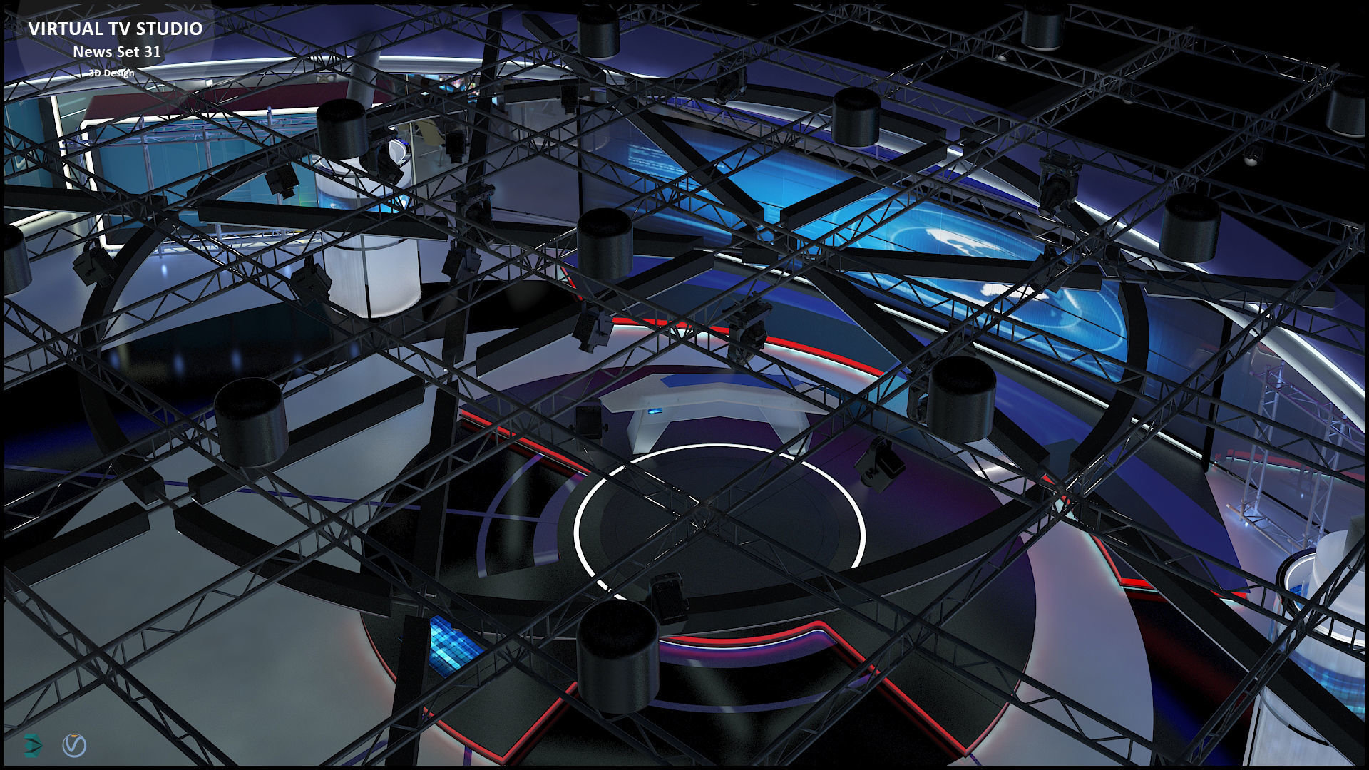 Virtual TV Studio Sets - Collection Vol 14 - 4 PCS DESIGN 3D model_90