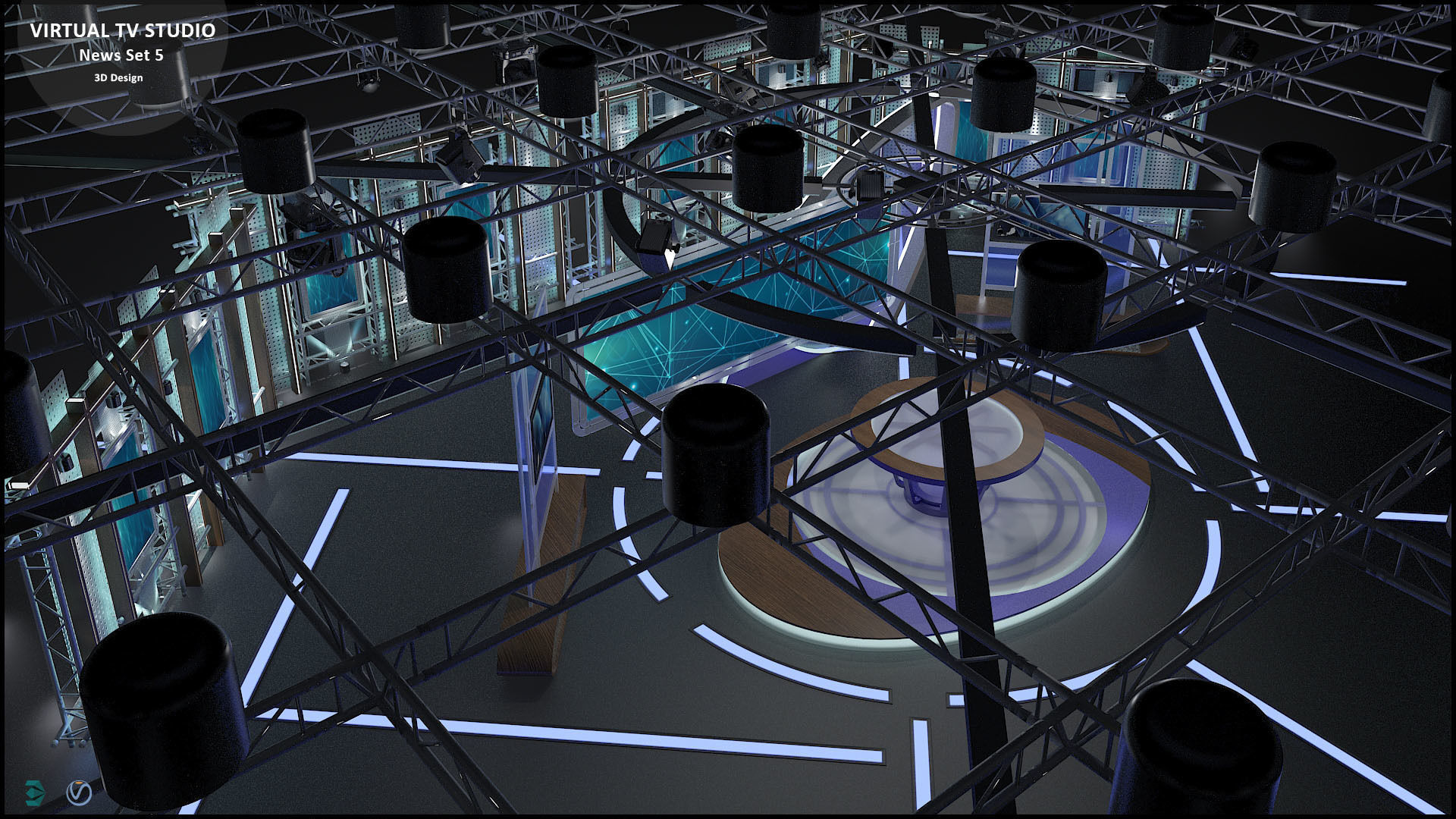 Virtual TV Studio Sets - Collection Vol 14 - 4 PCS DESIGN 3D model_41