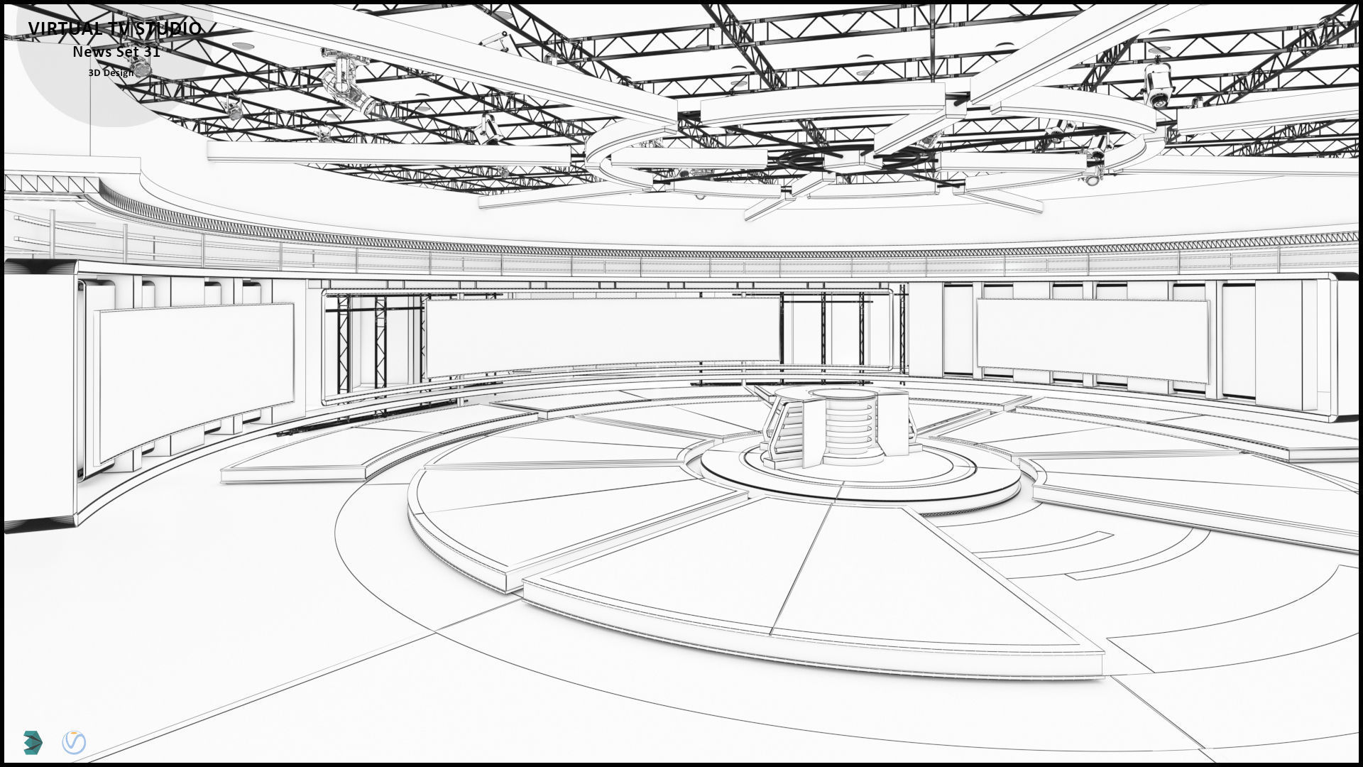 Virtual TV Studio Sets - Collection Vol 14 - 4 PCS DESIGN 3D model_76