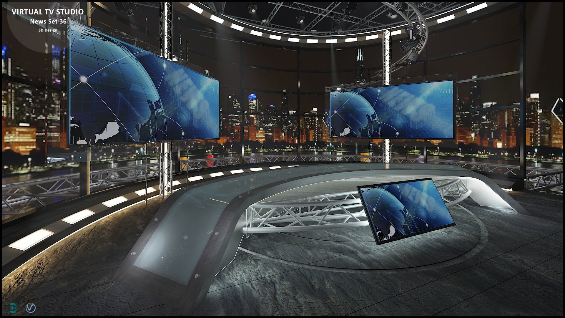 Virtual TV Studio Sets - Collection Vol 14 - 4 PCS DESIGN 3D model_107