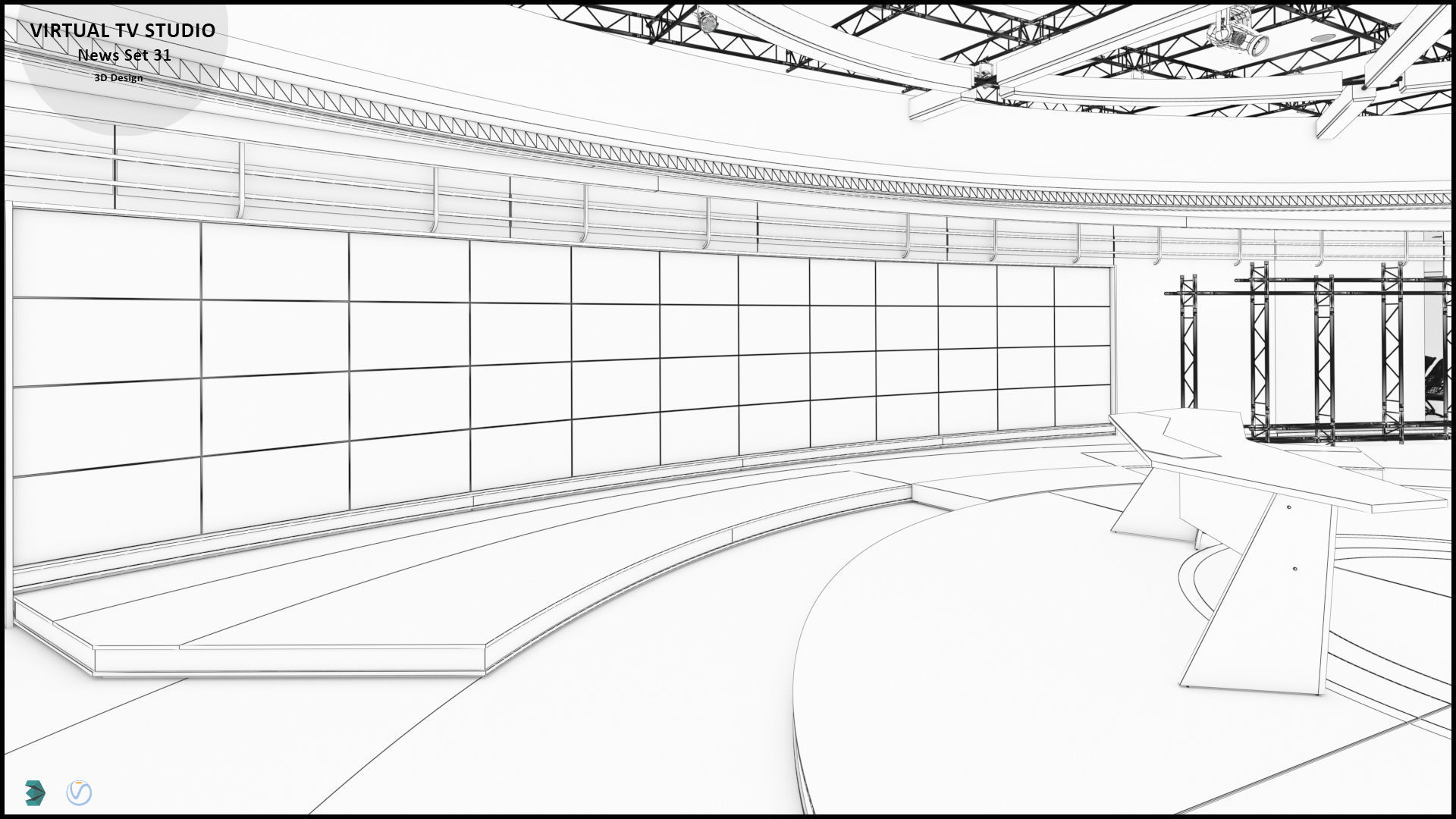 Virtual TV Studio Sets - Collection Vol 14 - 4 PCS DESIGN 3D model_70