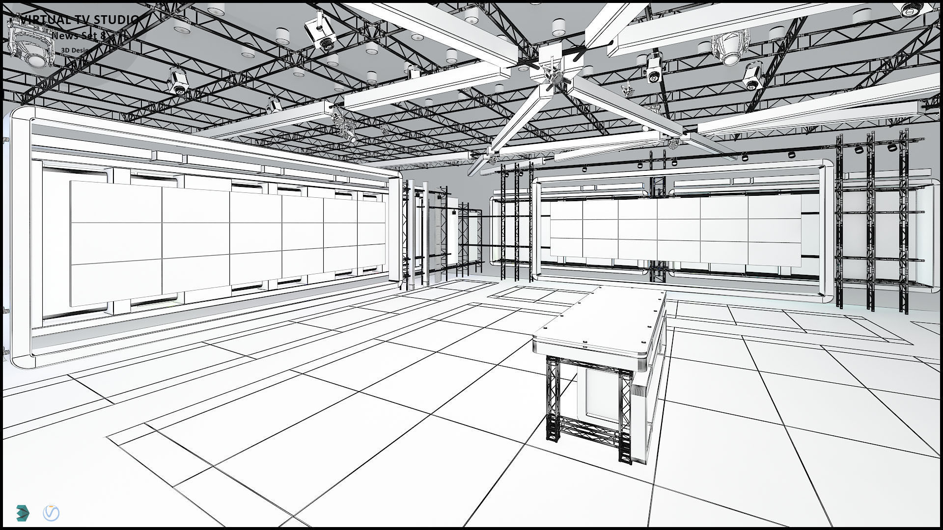 Virtual TV Studio Sets - Collection Vol 14 - 4 PCS DESIGN 3D model_49