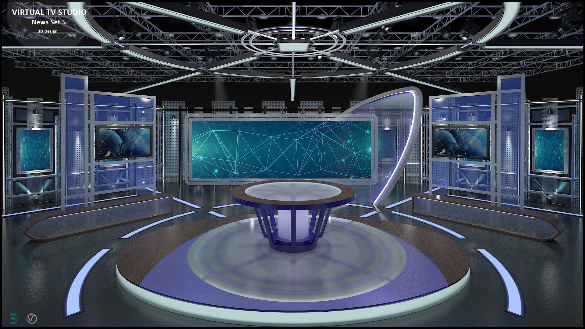 Virtual TV Studio Sets - Collection Vol 14 - 4 PCS DESIGN 3D model_29