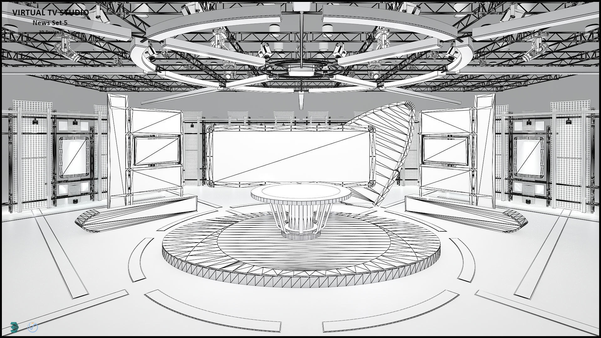 Virtual TV Studio Sets - Collection Vol 14 - 4 PCS DESIGN 3D model_7