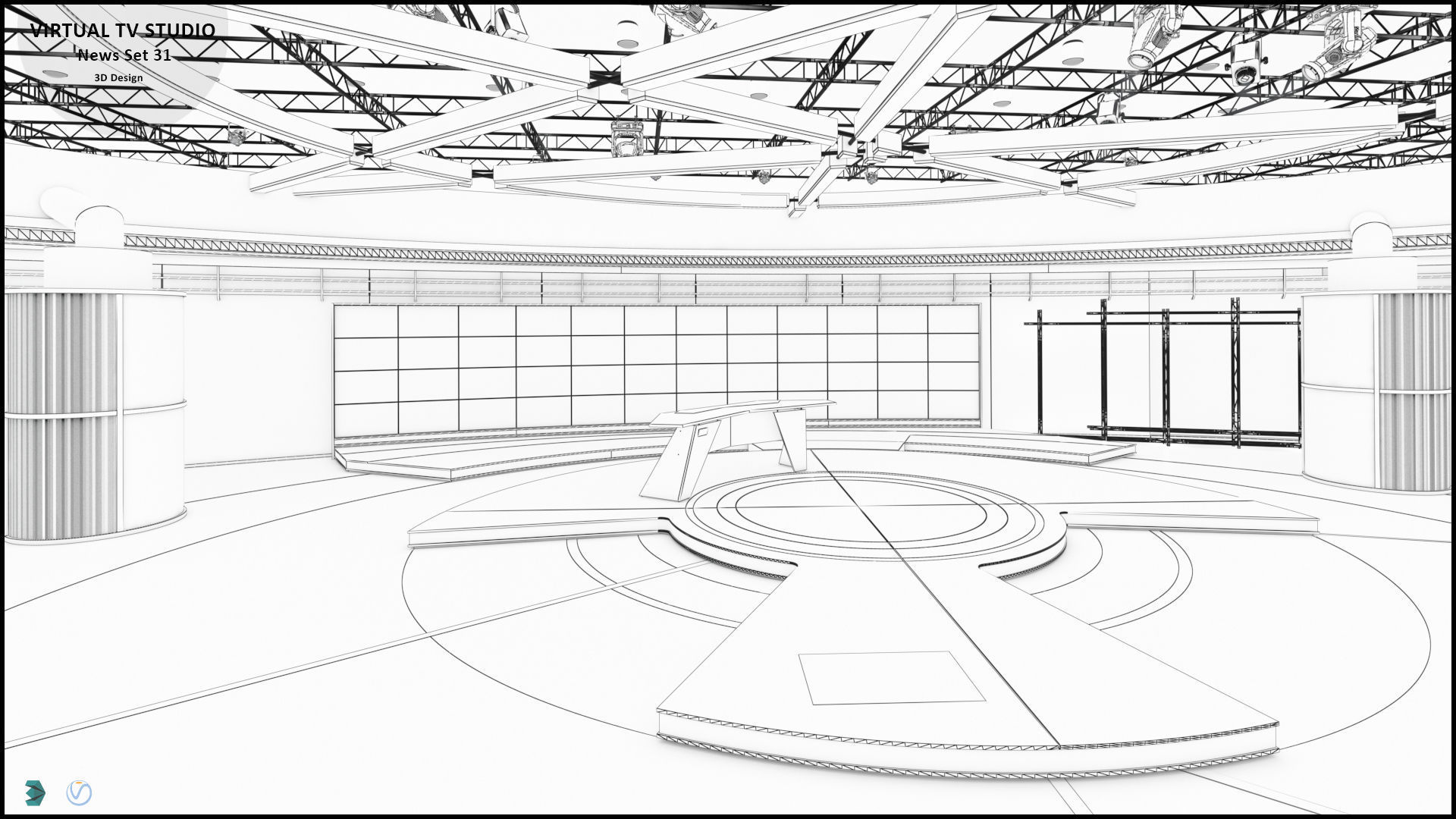 Virtual TV Studio Sets - Collection Vol 14 - 4 PCS DESIGN 3D model_11