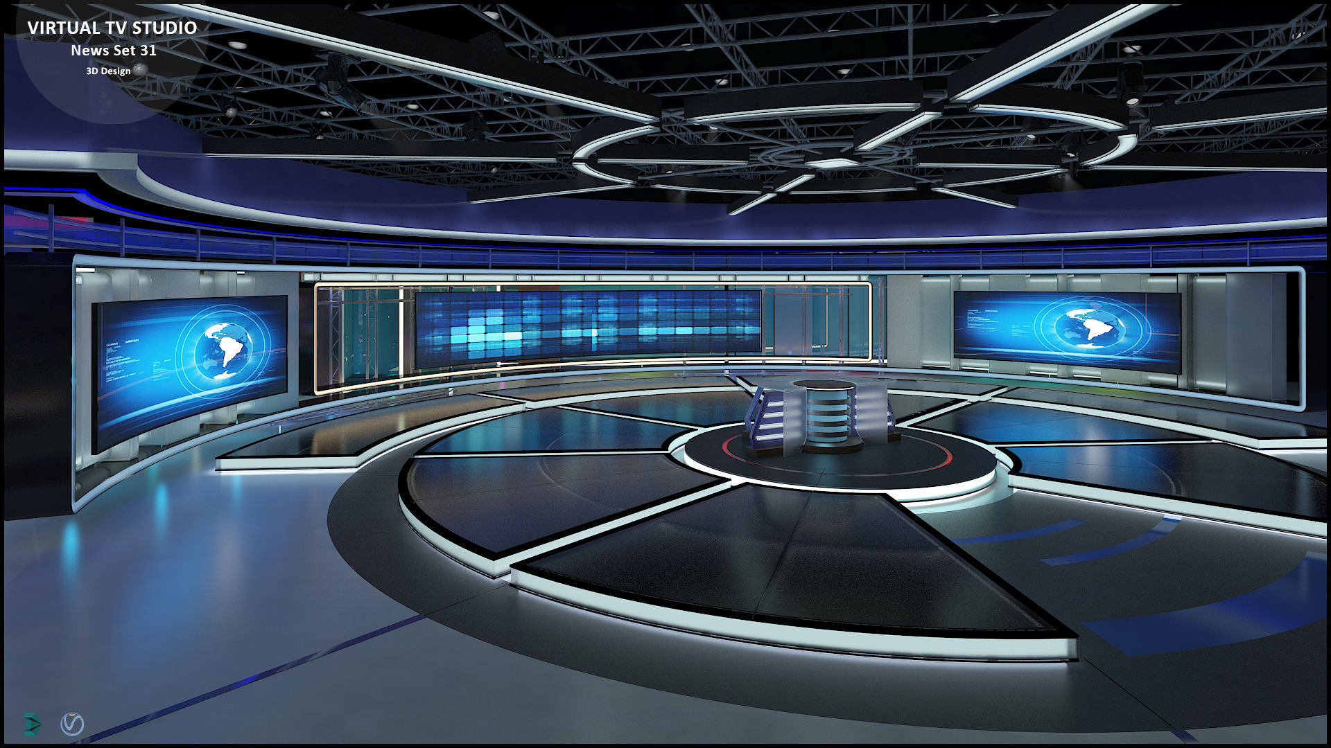 Virtual TV Studio Sets - Collection Vol 14 - 4 PCS DESIGN 3D model_75