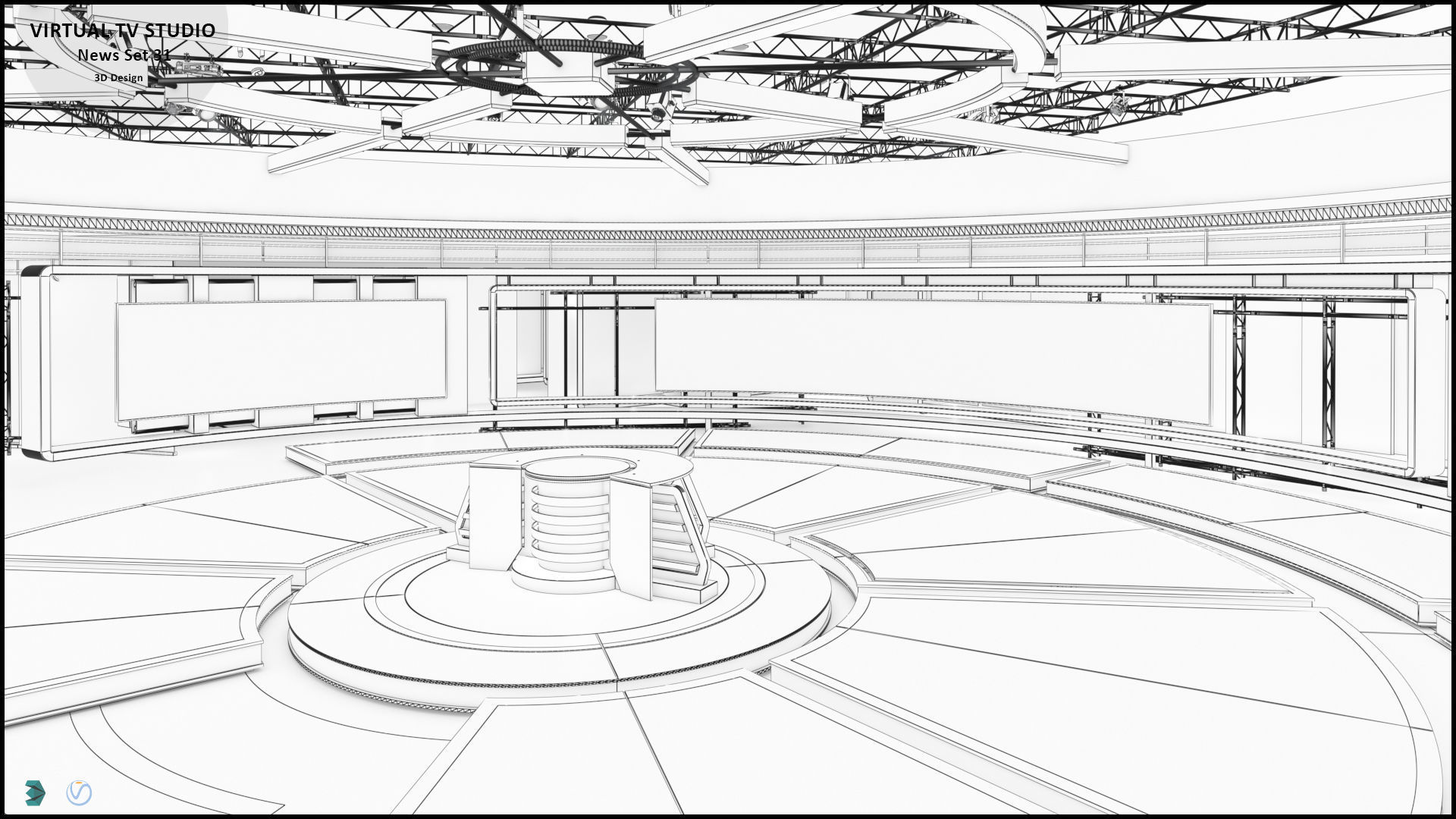 Virtual TV Studio Sets - Collection Vol 14 - 4 PCS DESIGN 3D model_78