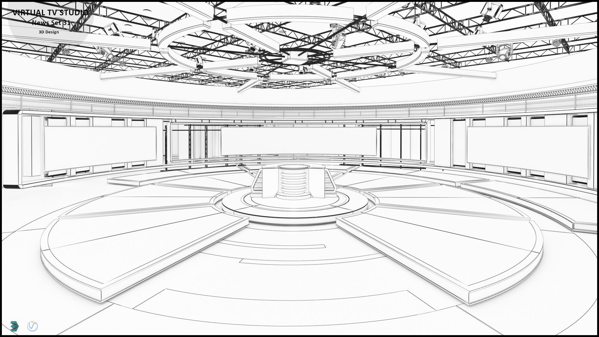 Virtual TV Studio Sets - Collection Vol 14 - 4 PCS DESIGN 3D model_13