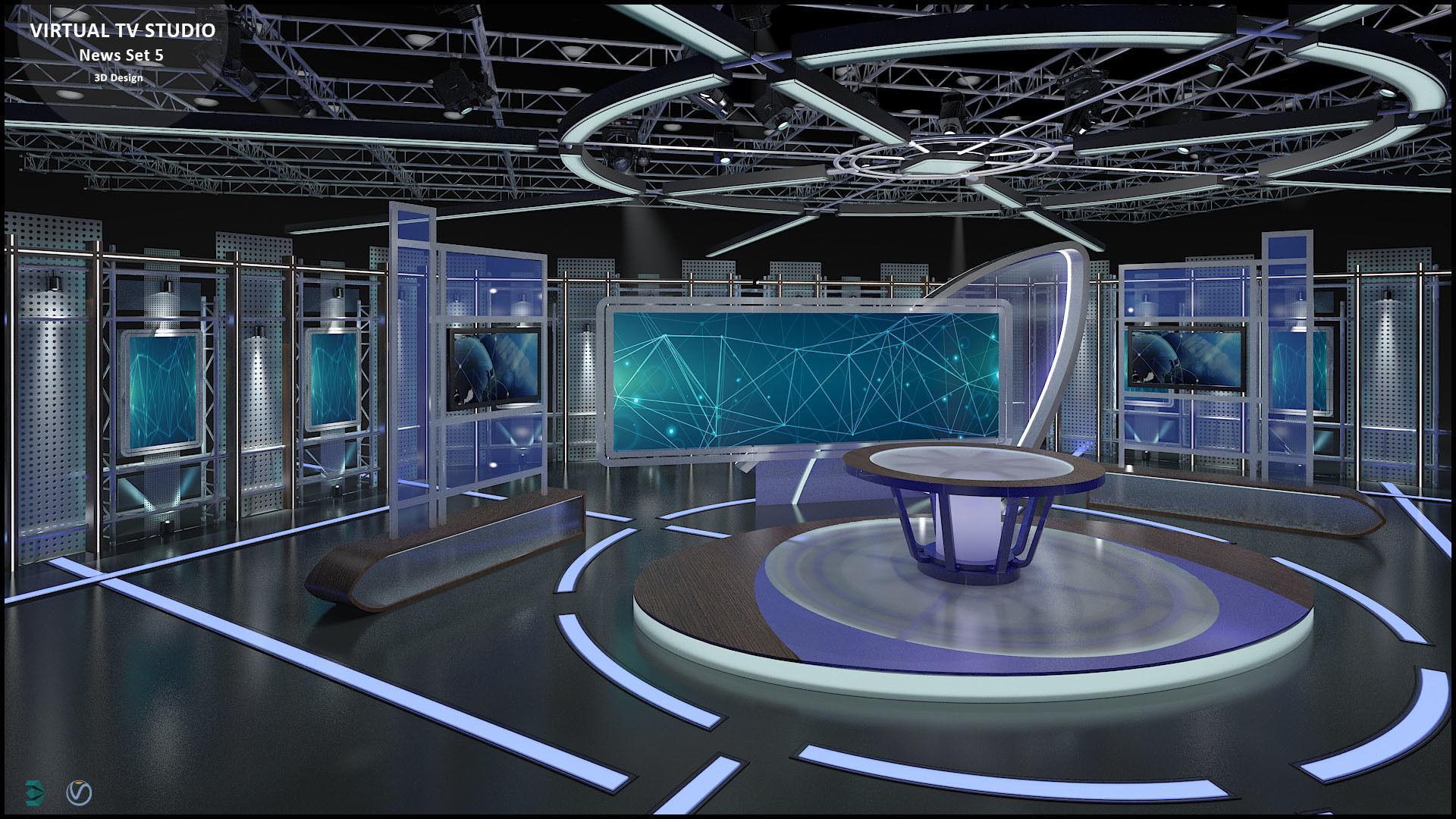 Virtual TV Studio Sets - Collection Vol 14 - 4 PCS DESIGN 3D model_33