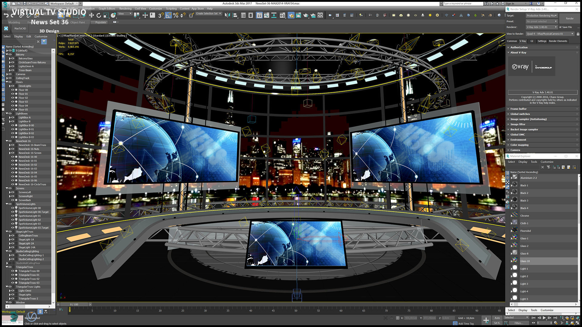 Virtual TV Studio Sets - Collection Vol 14 - 4 PCS DESIGN 3D model_25