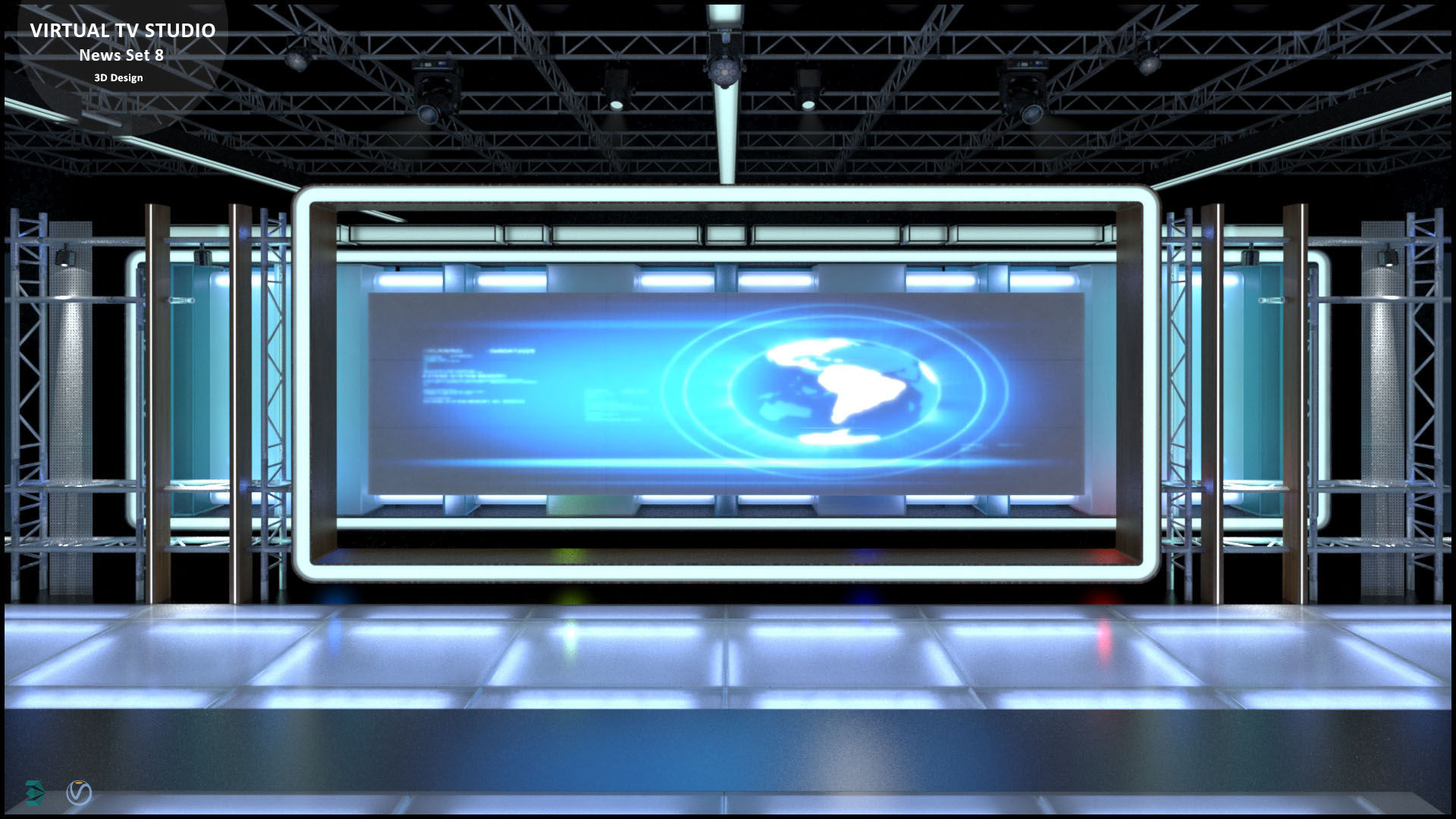 Virtual TV Studio Sets - Collection Vol 14 - 4 PCS DESIGN 3D model_51