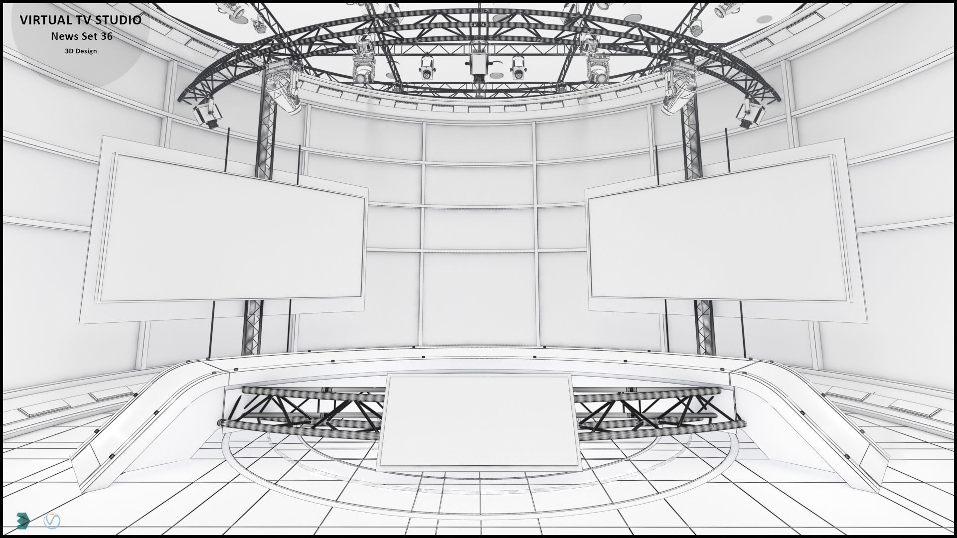 Virtual TV Studio Sets - Collection Vol 14 - 4 PCS DESIGN 3D model_15