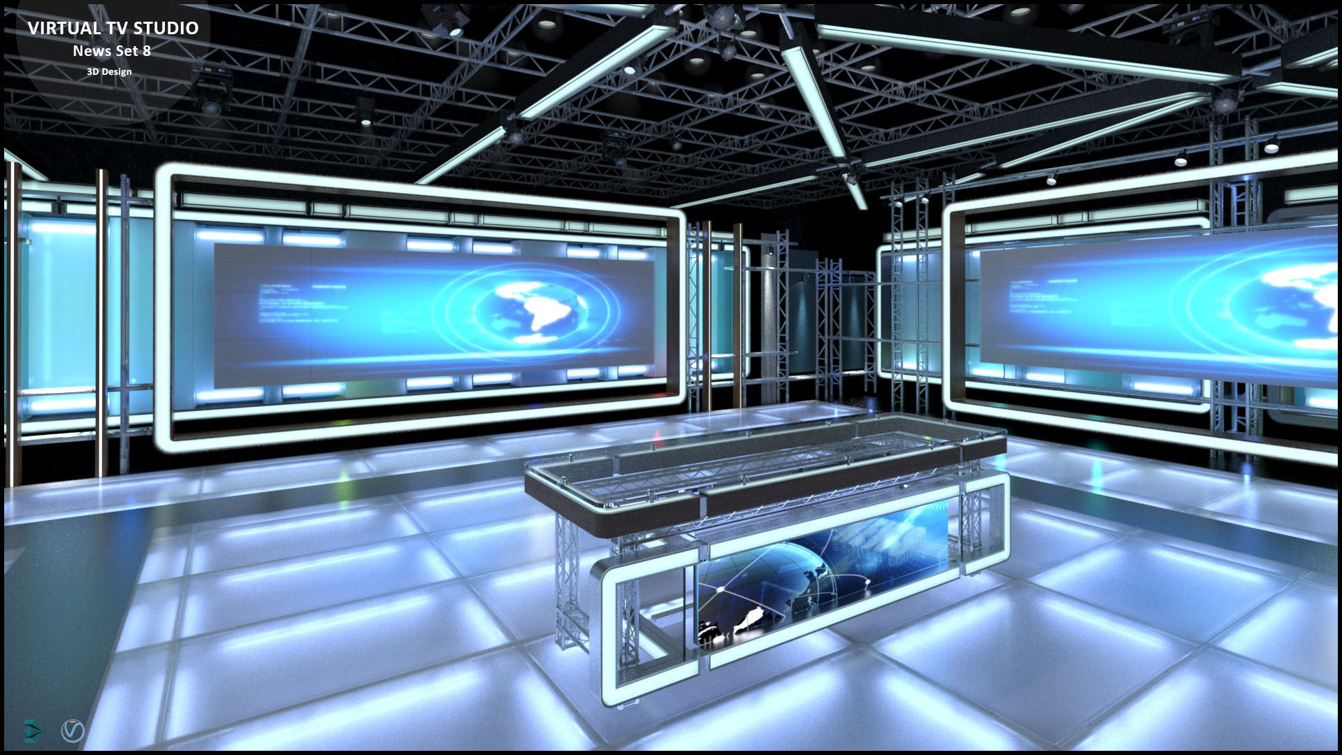 Virtual TV Studio Sets - Collection Vol 14 - 4 PCS DESIGN 3D model_46