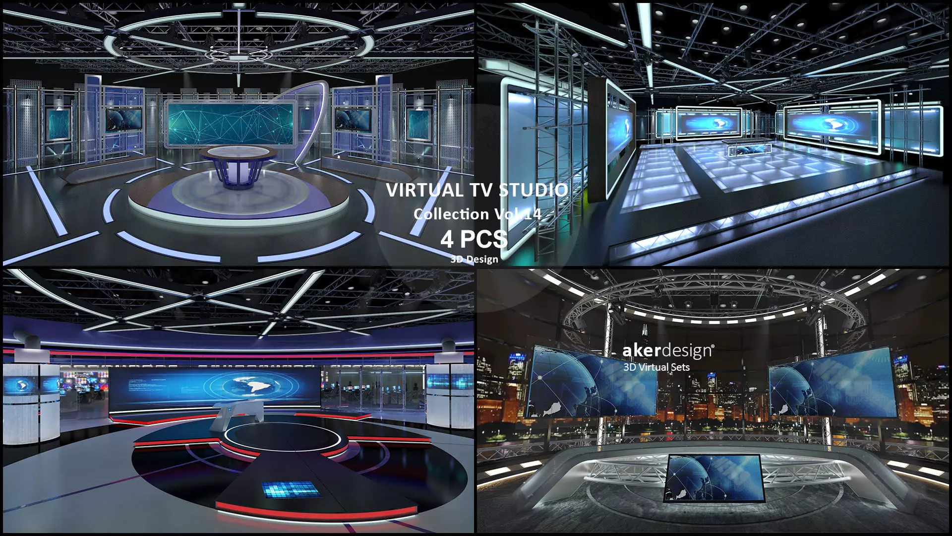 Virtual TV Studio Sets - Collection Vol 14 - 4 PCS DESIGN 3D model_0