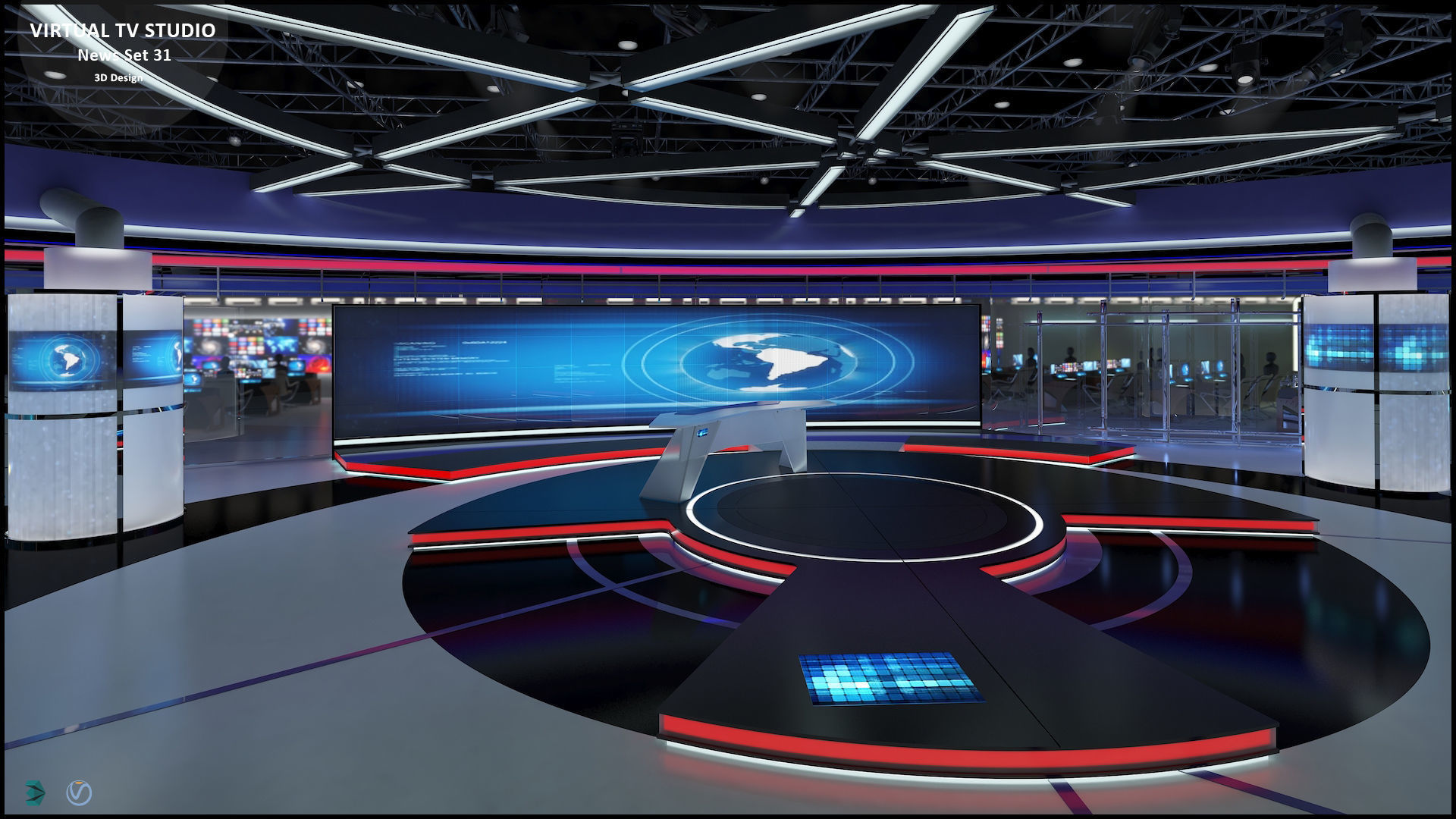 Virtual TV Studio Sets - Collection Vol 14 - 4 PCS DESIGN 3D model_10