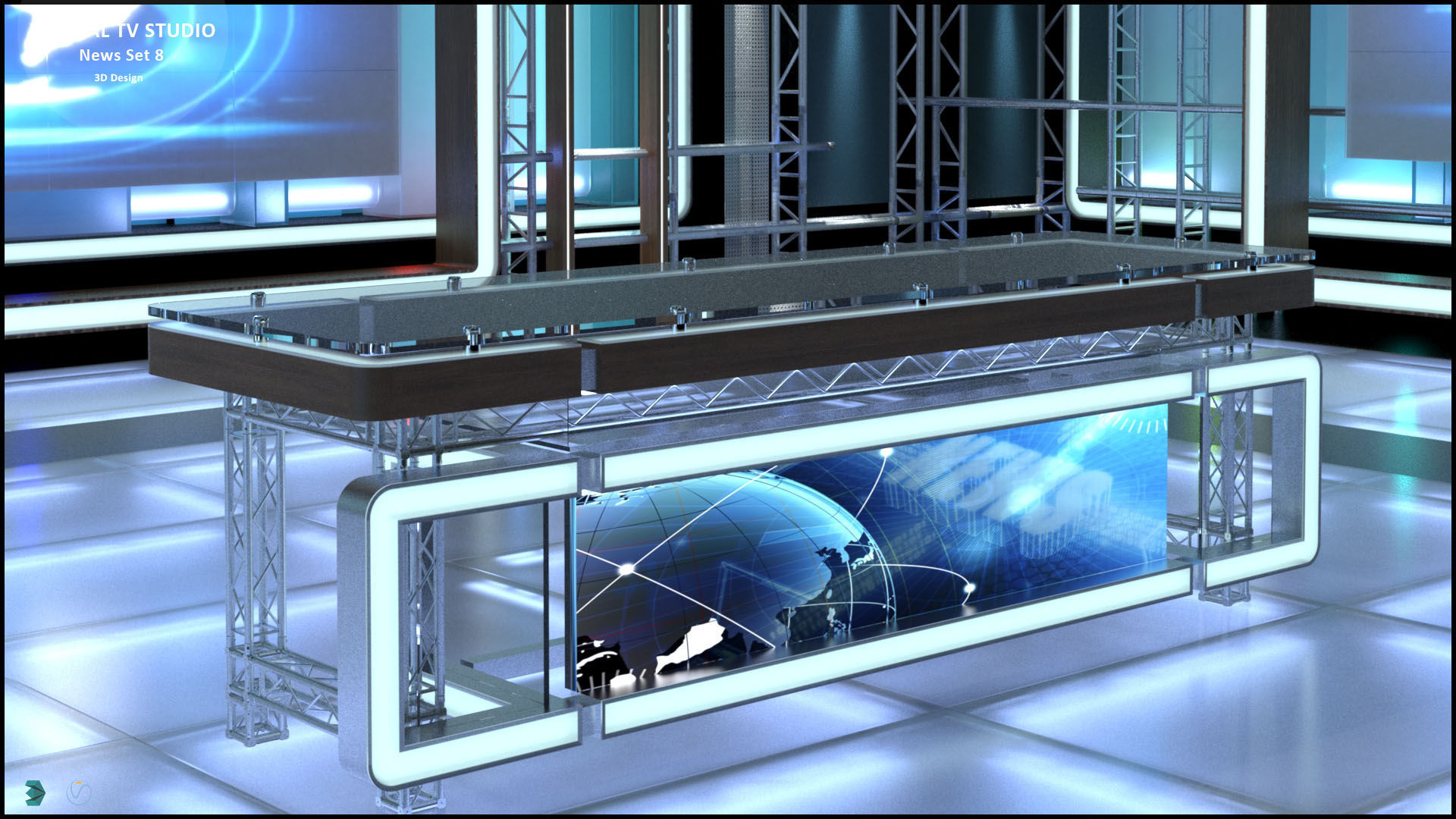 Virtual TV Studio Sets - Collection Vol 14 - 4 PCS DESIGN 3D model_54