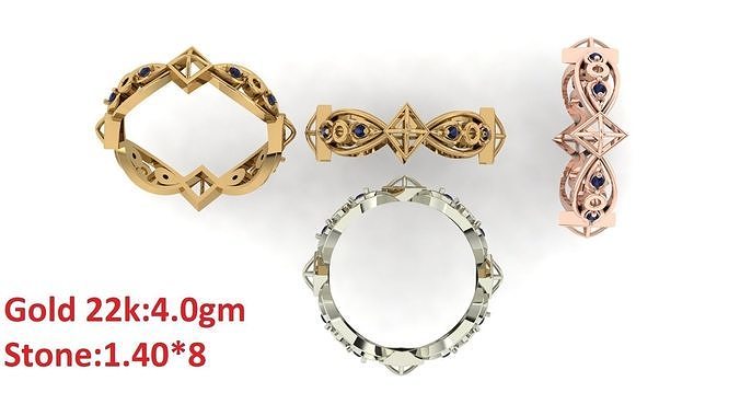 Band stone ring  40 3D print model