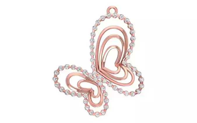 Butterfly Heart Pendants 3dm STL OBJ FBX Renders Details 3D print model