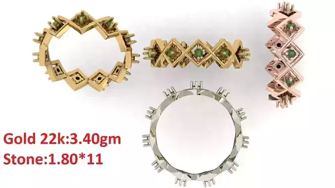 Band stone ring 41 3D print model