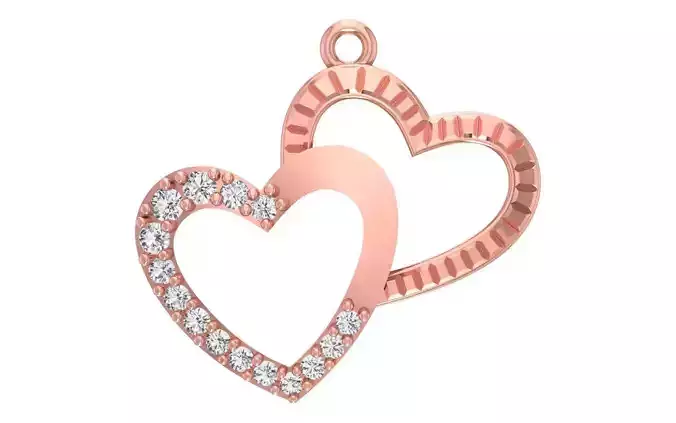 Double Heart Pendants 3dm STL OBJ FBX Renders Details 3D print model