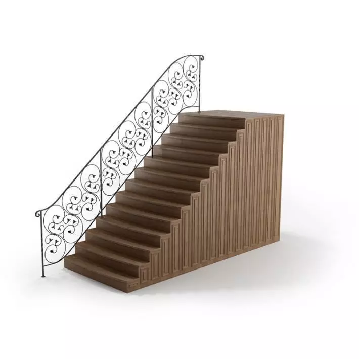 Black Metal Raing With Brown Stairs 3D model_0