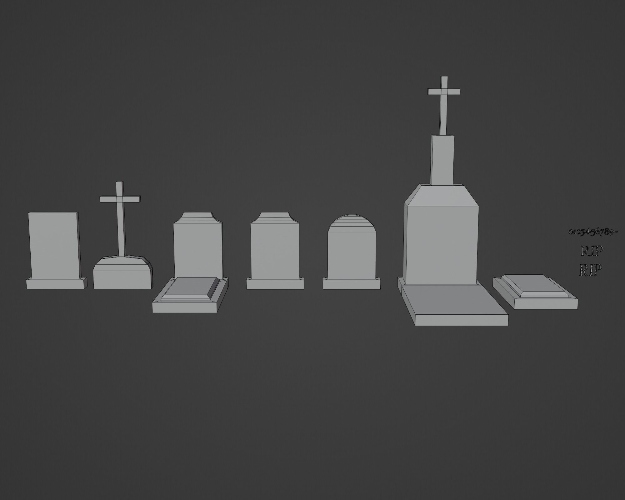 Graves cross Low-poly 3D model_2