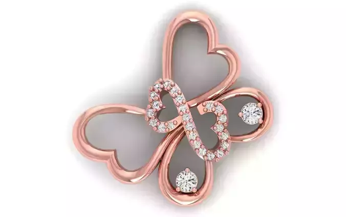 Butterfly Heart Pendants 3dm STL OBJ FBX Renders Details 3D print model