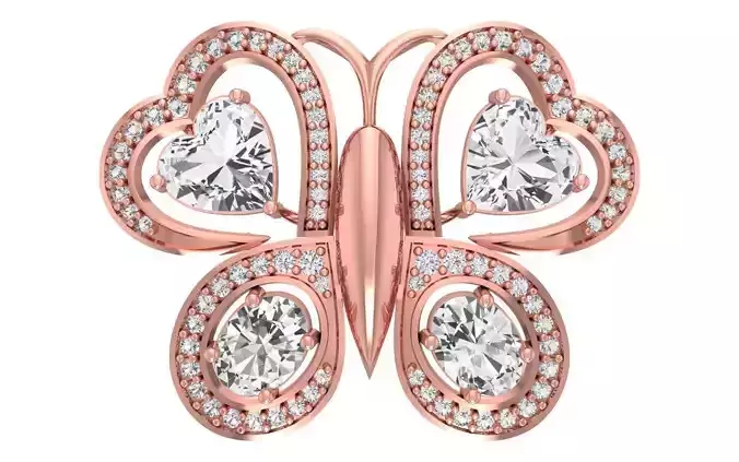 Butterfly Heart Pendants 3dm STL OBJ FBX Renders Details 3D print model